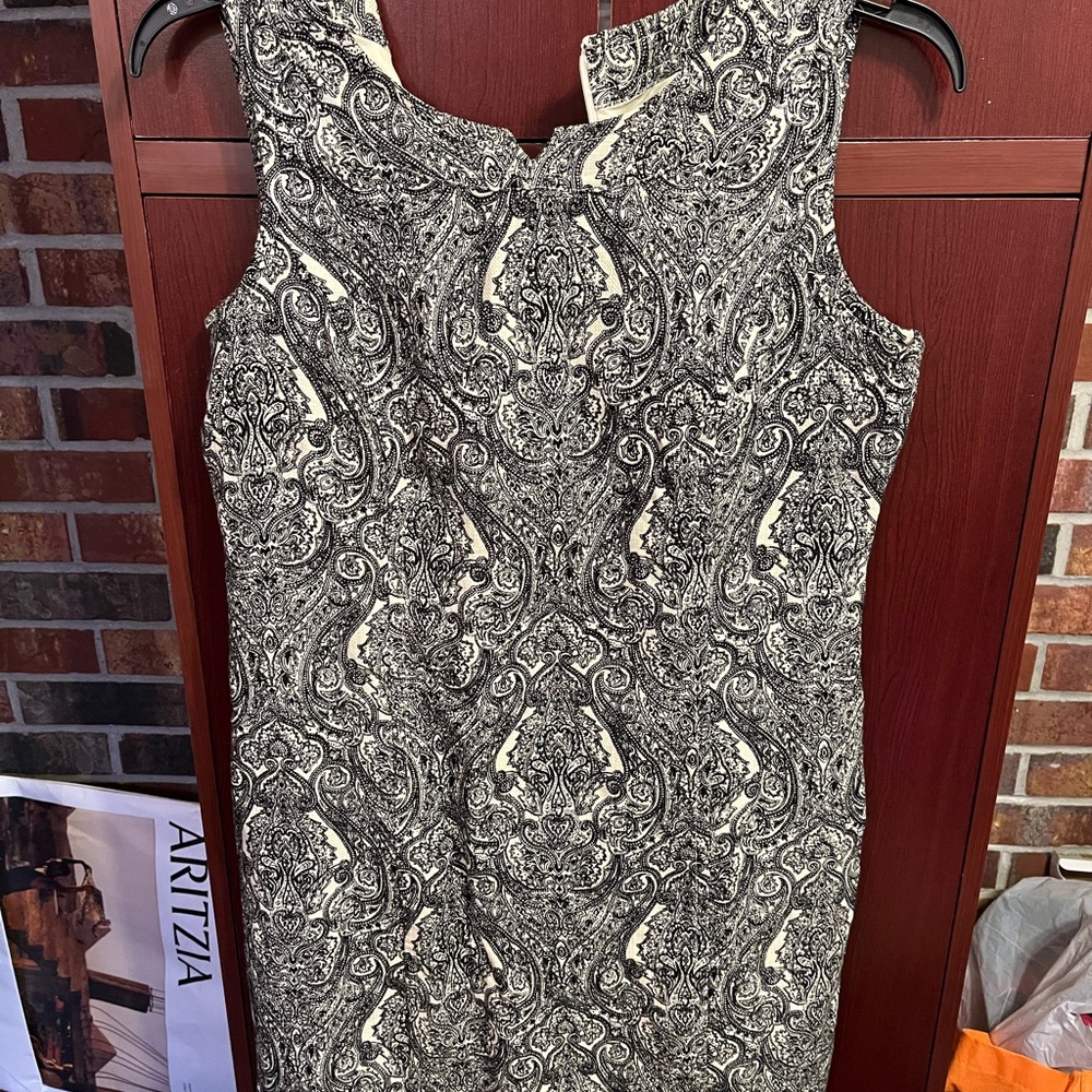 Talbot Black and White Paisley Midi Dress